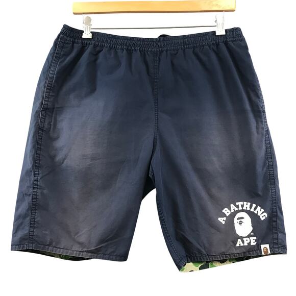 BAPE ABC Blue Reversible Board Beach Pool Shorts Camouflage 2XL - Picture 1 of 11